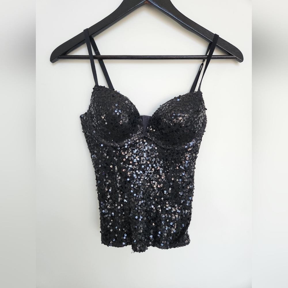Black Sequin Corset Top